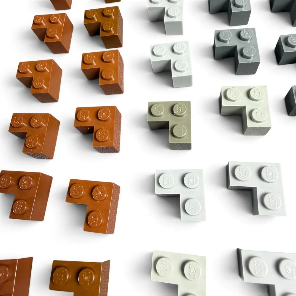 LEGO 2x2 Corner Bricks 36pc Bulk Lot Brown Gray Tan L-Shape